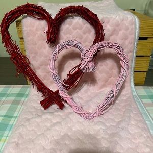 Hand painted grapevine heart wreaths.